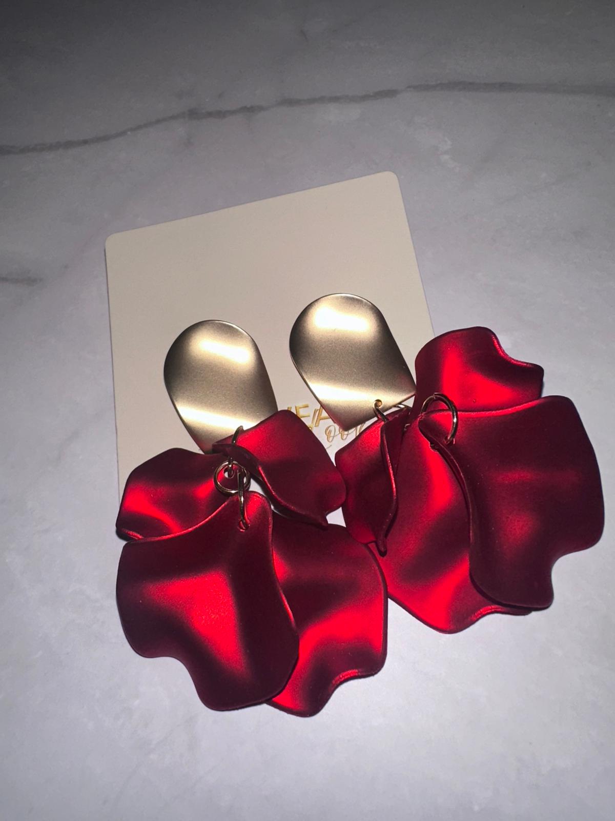 Red Petal Drop Earrings
