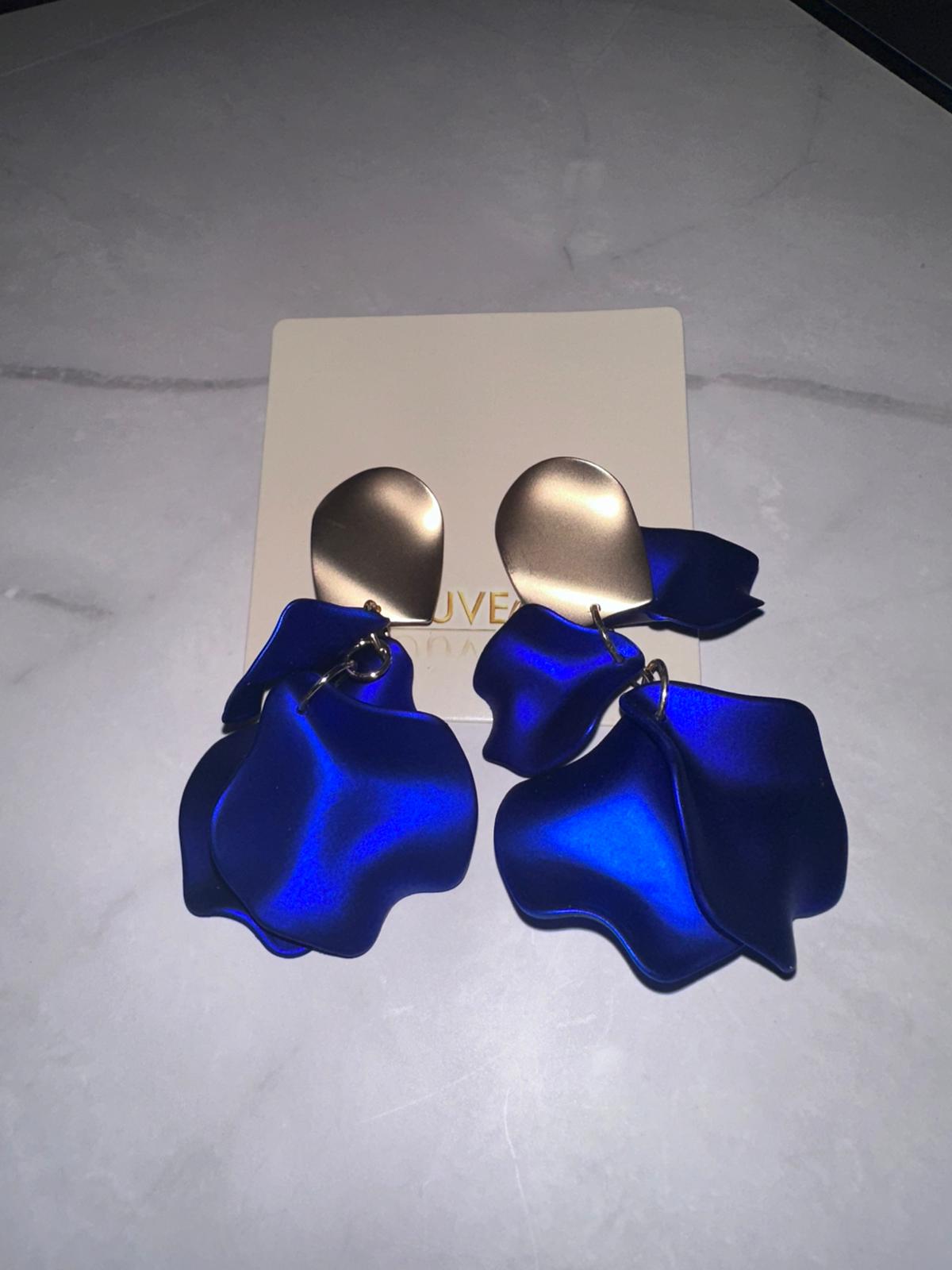 Cobalt Petal Drop Earrings
